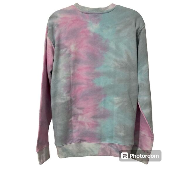 Baypointe Womens Medium Sweatshirt Crew Neck Fleece Tie Dye Pink Green Blue - Picture 2 of 11